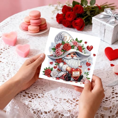 6Pcs Valentine’s Day Greeting Card DIY Diamond Art Painting Greeting Cards Special Shaped Diamond Blessing Folding Card Kit Arts Crafts for Holiday Festival-Goblin - Image 6