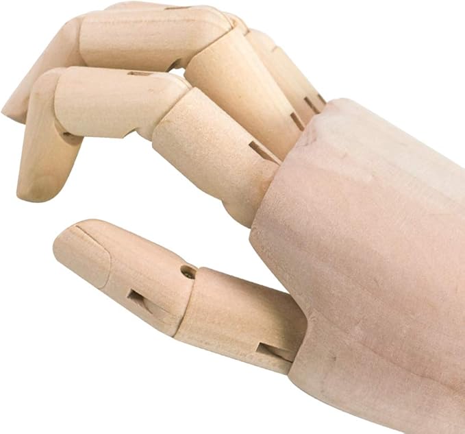 HSOMiD Flexible Wooden Hand Model Moveable Wooden Artists Manikin Hand Figure 12 Inches Men Right Hand Model for Sketching Drawing Painting Home Office Desk Decoration (12 Inch Right Hand)