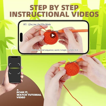 MOREJMTT Crochet Kit for Beginners, Crochet Animal Kits, Crocheting Kit for Starters, Learn to Crochet with Step-by-Step Video Tutorials, Beginner Crochet Kit for Adults(Panda) - Image 4