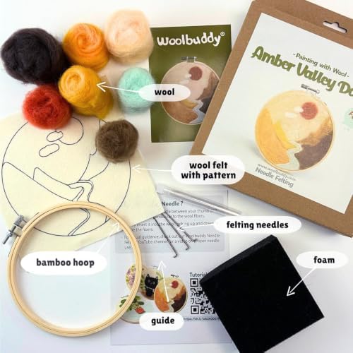 Woolbuddy Wool Painting Felting Hoop Kit (Amber Valley) for Beginner Adults - Image 3