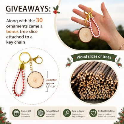 SENMUT Wood Slices 30 Pcs 3.1-3.6inch Natural Rounds Unfinished Wooden Circles Christmas Ornaments for Crafts Wood Kit Predrilled with Hole Wood Coasters, Craft Supplies for DIY and Painting - Image 5