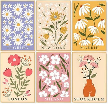 6 Pack Paint by Numbers Kit for Adults, Simple Flowers Adult Paint by Number Kits on Canvas Without Frame for Beginner, Floral Easy Acrylic Oil Painting by Numbers Kits for Home Decor 8 x 12 Inch by CamocinDIYKit