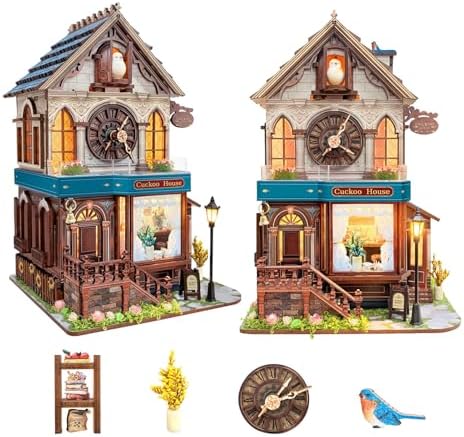 Book Nook Kit for Adults and Teens, DIY Miniature House Kit with Led Light, 3D Wooden Puzzles for Adults, Wood Gifts for Family and Friends(Cuckoo House) by UFLJPKS