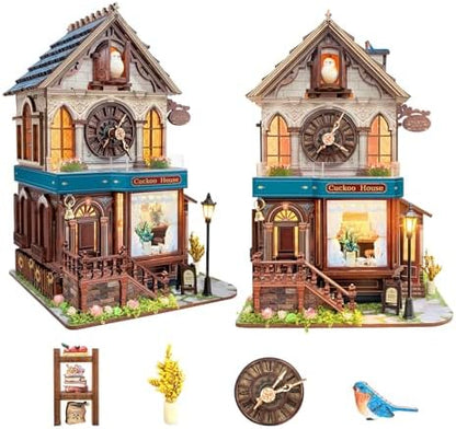Book Nook Kit for Adults and Teens, DIY Miniature House Kit with Led Light, 3D Wooden Puzzles for Adults, Wood Gifts for Family and Friends(Cuckoo House) by UFLJPKS