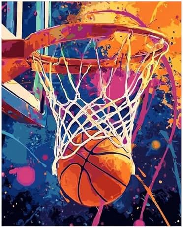 Reivworl Basketball Paint by Numbers Kit for Adults Beginner, 16" Wx20 L Basketball Paint by Number for Adult, Acrylic Painting Kits with Canvas for Gifts and Wall Decor by Reivworl