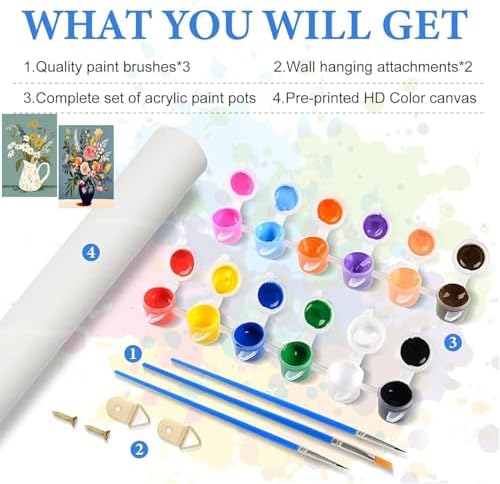 2 Pack Easy Flowers Paint by Numbers Kit for Adults Beginner with Framed - Image 5