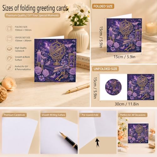 LAKEQUILL DIY Diamond Art Painting Greeting Kit, 12 Pieces, Creative Craft Set，Dark Academy - Image 6