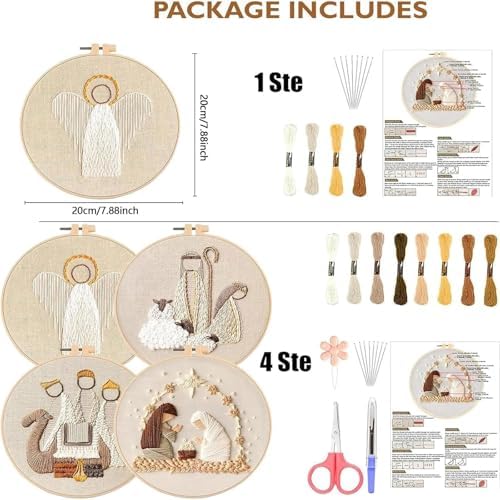 YOUDRN Nativity Scene Embroidery Kit, 4 Set Christmas Embroidery Kits - Image 6