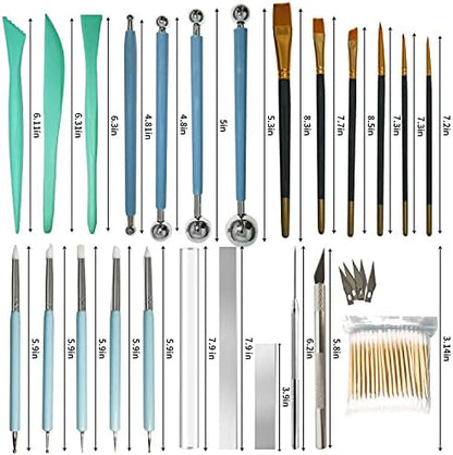 24Pcs Polymer Clay Tools Supplies Kit Roller Pin Sculpting Clay Cutters for Earring Jewelry Acrylic Roller Modeling Precision Knife Set Needle Detail - Image 2