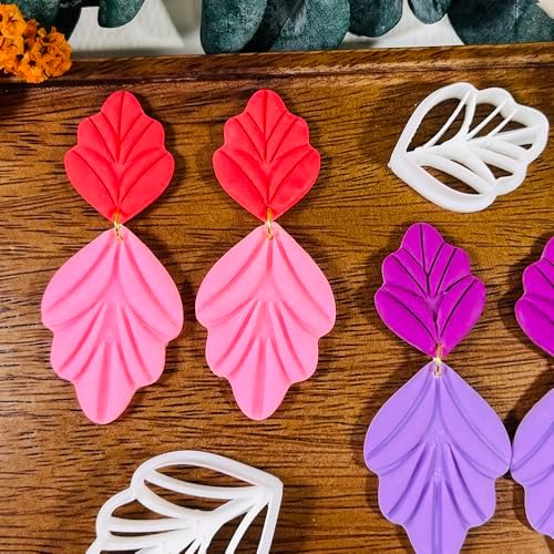 Xaekicr Polymer Clay Cutters Leaf & Feather Shapes – 2 Sizes Clay Earring Cutters for Polymer Clay Jewelry, Molds and Tools for DIY Dangle Earrings - Image 3