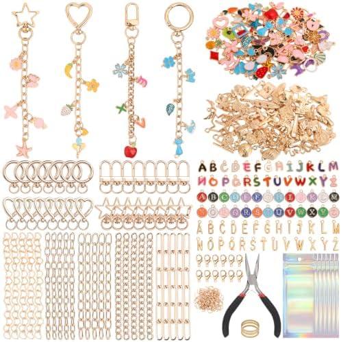 Modacraft 475 Pcs Gold Charms Lip Gloss Keychain Making Kit with Tool by Modacraft