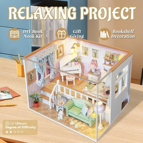 Flever Dollhouse Miniature DIY House Kit Creative Room with Furniture for Romantic Valentine's Gift(Because of Meeting You) - Image 5