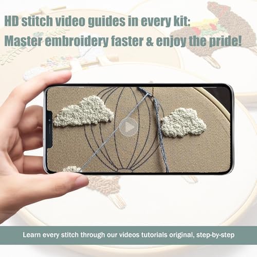 LX LERMX Embroidery Kits for Beginners, Adult Starter Cross Stitch Kit Needlepoint Complete DIY Kit with Unique Patterns, Hoop, Colorful Threads, Tools, Step by Step Instructions & Video Tutorial - Image 3