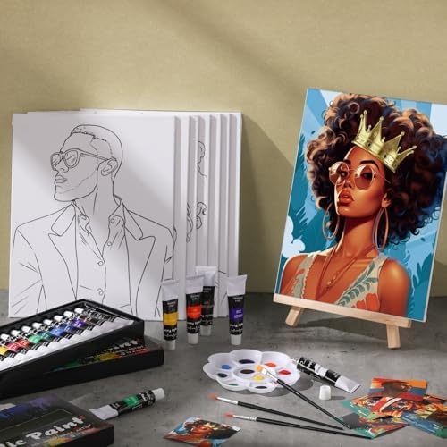Cholemy 36 Pcs Paint and Sip Kit Gift for Adults 8''x10'',Black Women - Image 2
