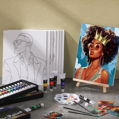 Cholemy 36 Pcs Paint and Sip Kit Gift for Adults 8''x10'',Black Women - Image 2