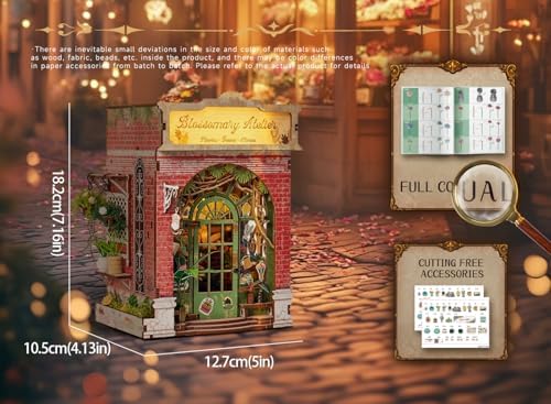 Flower Shop Miniature House Kit, DIY Dollhouse with LED - Image 6