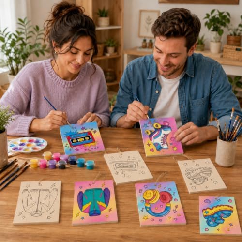 15 Pcs Unfinished Wood Crafts to Paint for Adults, 5.9x4.7 Inch Fashion Life Paintable Wood Slices Craft Supplies with Ropes, Bulk Predrilled Wooden Ornaments for DIY Painting Craft Decor - Image 7