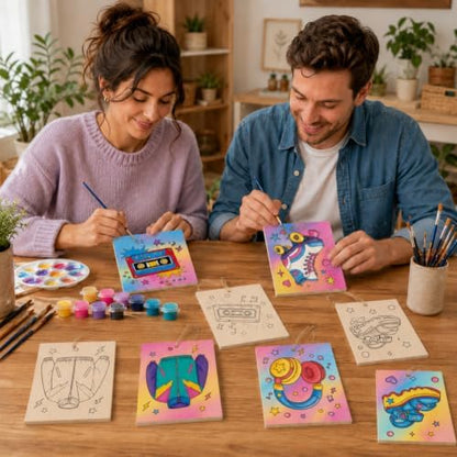 15 Pcs Unfinished Wood Crafts to Paint for Adults, 5.9x4.7 Inch Fashion Life Paintable Wood Slices Craft Supplies with Ropes, Bulk Predrilled Wooden Ornaments for DIY Painting Craft Decor - Image 7