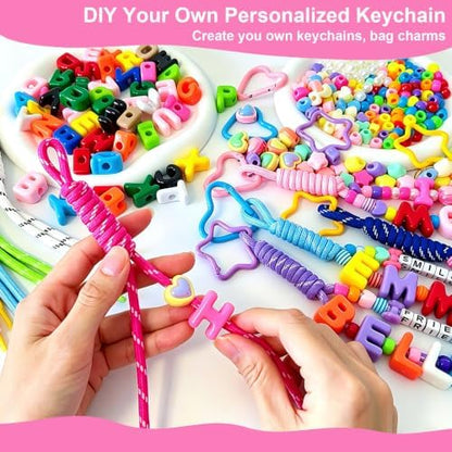 516 Pcs Large Letter Beads Kit for Paracord Keychain, DIY Bag Charm Kit - Image 3