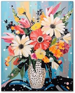 CYNART Flower Paint by Numbers Kit for Adults Beginner, Flower Easy Paint by Number Kits on Canvas, DIY Acrylic Oil Painting by Numbers for Gift Home Decor 16 x 20 inch （Without Frame） by CYNART