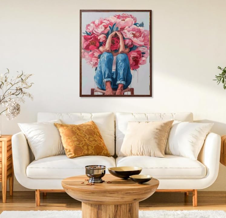 Artistic Figure with Peony Bouquet Paint by Numbers Kit for Adults Beginner 24colors 16x20 inch Without Framed - Image 4