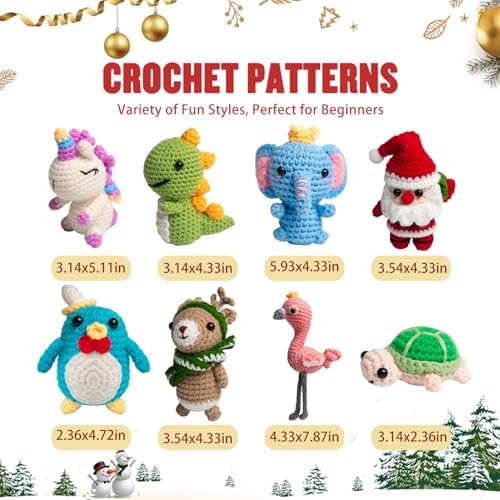 YOKISS 8Pcs Beginner Crochet Starter Kit, Creative Birthday Gifts for Adults & Kids, Popular DIY Patterns, 40% Extra Yarn Crochet Animals Kits with Step-by-Step Video Tutorials - Image 3