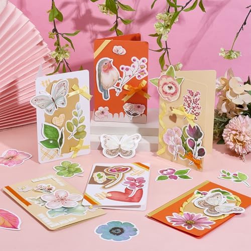 FREEBLOSS 15 Set Autumn Card Making Kit Garden Theme DIY Handmade Greeting Card Kit with Flower Stickers Envelopes Perfect for Creative Gift Cards for Birthday Wedding Congratulation - Image 5