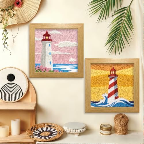 BEUNITONE 2Set Punch Needle Kit with Frame for Adults Beginners, Lighthouse Needlepoint Crafts Kit for Adults, Complete Embroidery Starter Kits with Pre-Print Pattern for Gift Home Decor 9.4"x9.4" - Image 5