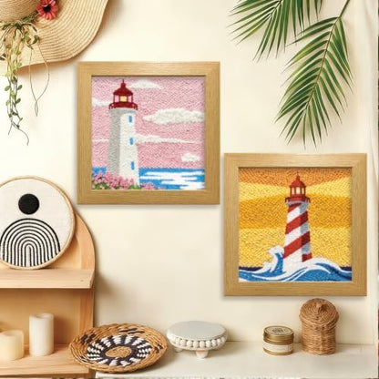 BEUNITONE 2Set Punch Needle Kit with Frame for Adults Beginners, Lighthouse Needlepoint Crafts Kit for Adults, Complete Embroidery Starter Kits with Pre-Print Pattern for Gift Home Decor 9.4"x9.4" - Image 5