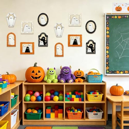 12 Sets Halloween Crafts Kit, Wood Ghost DIY Frames Decoration - Image 7