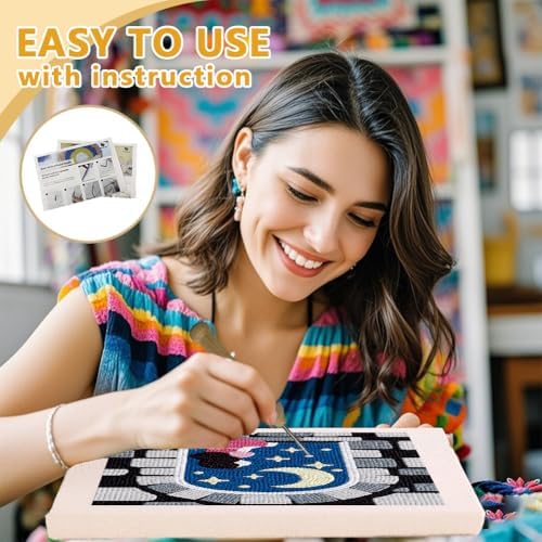 DOODLREAM Night Princess Punch Needle Kit for Beginner 9.4" x 9.4" - Image 3
