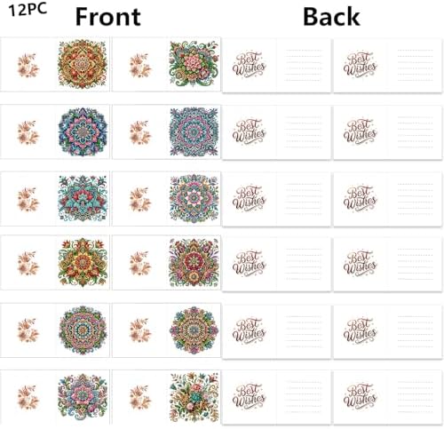 12 Packs Diamond Painting Greeting Card Kit Diamond Art Greeting Cards Special Shaped Diamond Painting Greeting Card Arts Crafts for Christmas Birthday Thanksgiving Day Holiday (Mandala) - Image 2