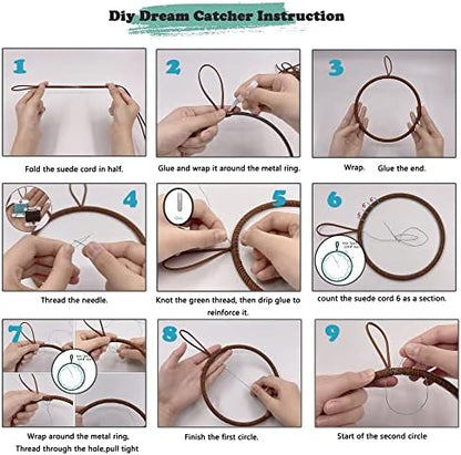 DIY Dream Catcher kit,Crafts for Adults,Moon Design Dream Catchers,Feather Hanging with Star and Moon.DIY Kits for Bedroom Wall Décor,Directions - Image 4