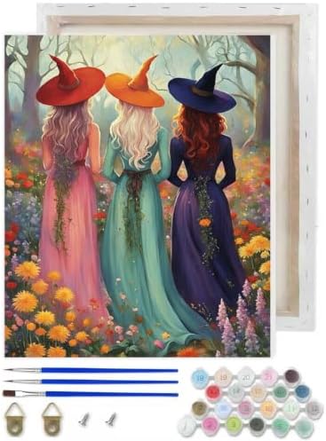 VIGEGU Witch Paint by Numbers Kit for Adults Beginner with Framed by VIGEGU