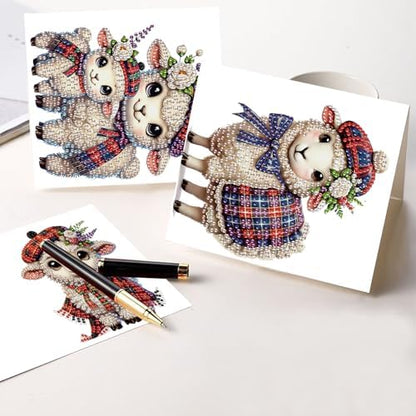 Tontut 6pcs Diamond Art Painting Kit Greeting Card, Hat Goat 5D DIY Diamond Handmade Holiday Glitter Greeting Card with Envelope, Holiday Gift Congratulation - Image 6