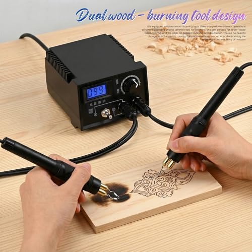 60W Wood Burning Kit, Professional Wood Burning Tool with Two Pyrography Pens, Dual Wood Burner with 20 Wood Burning Wire Nibs Tips, Including Ball Tips - Image 4
