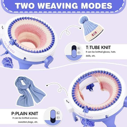 Knitting Machine,SENTRO 48 Needles Knitting Machines with Row Counter, Smart Weaving Round Loom,Double Knit Loom Machine Kit,DIY Knit Scarf Hat Sock - Image 4