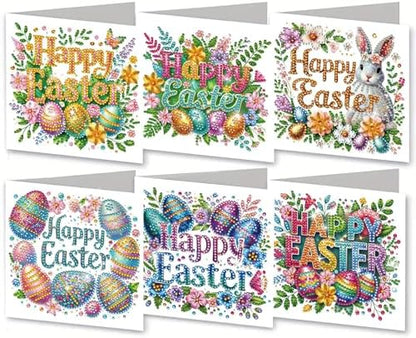 DIYDeligths 6Pcs DIY Foldable Diamond Art Painting Greeting Cards Creative Birthday Festivals Handmade Thank You Card Set Blessing Greeting Card Craft Gift Idea (Easter Font) by DiamondPaintingOrnament