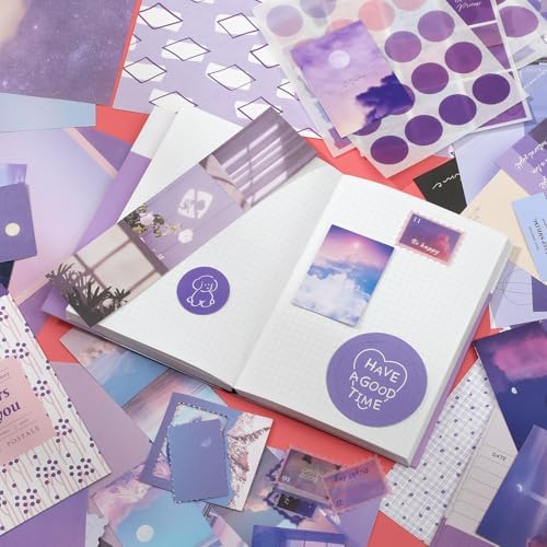 Scrapbook Photo Album Supplies Kit with Tweezers and Glue Tape – Romantic Stationery Aesthetic Junk Journal Kit, Scrapbooking Paper, Sticker Pack, Notebook, DIY Craft, Gift for Teen Women (Monnlight) - Image 3
