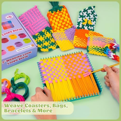 PREBOX 1000 PCS Weaving Loom Loops Refill, 10 Colors for 7 inch Potholder Loom, Craft Supplies for Kids and Beginners, Christmas & Birthday Gifts for Girls 6 7 8-10 10-12 Year Old - Image 7