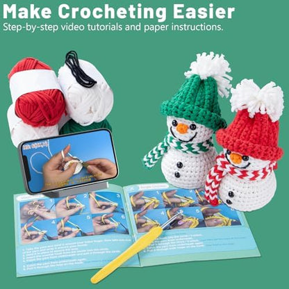 EOKPHULL Crochet Kit for Beginners, Easy DIY Crochet & Knitting Kit for Adults with Step-by-Step Video Tutorials, Yarns, Stuffing, Crochet Hook and Accessories, Crochet Craft Set - Image 2