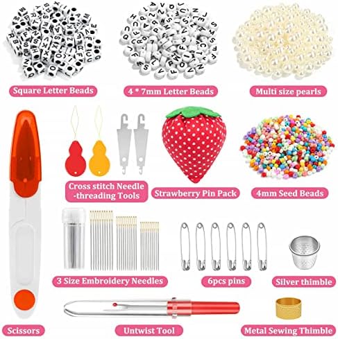 PAXCOO 985Pcs String Bracelet Making Kit, Friendship Bracelet String Kit with 110 Skeins Embroidery Floss Cross Stitch Thread, 830 Beads for Friendship Bracelet Making, 45Pcs Embroidery Tools - Image 4