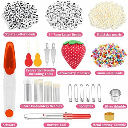 PAXCOO 985Pcs String Bracelet Making Kit, Friendship Bracelet String Kit with 110 Skeins Embroidery Floss Cross Stitch Thread, 830 Beads for Friendship Bracelet Making, 45Pcs Embroidery Tools - Image 4
