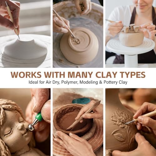 ALLVANA 42-Piece Pottery Tools, Clay Sculpting Tools with Roll-Up Bag - Image 7