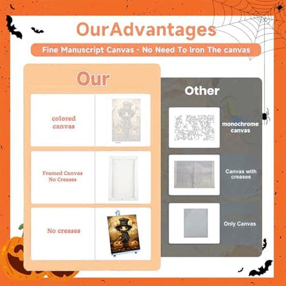 4 Pack Paint by Numbers Kit for Adults - Wooden Easel, Halloween Paint by Numbers with Frame, Halloween Adult Painting by Number Kits on Canvas, Easy Oil Painting Arts Gift Wall Decor 8x12inch - Image 3