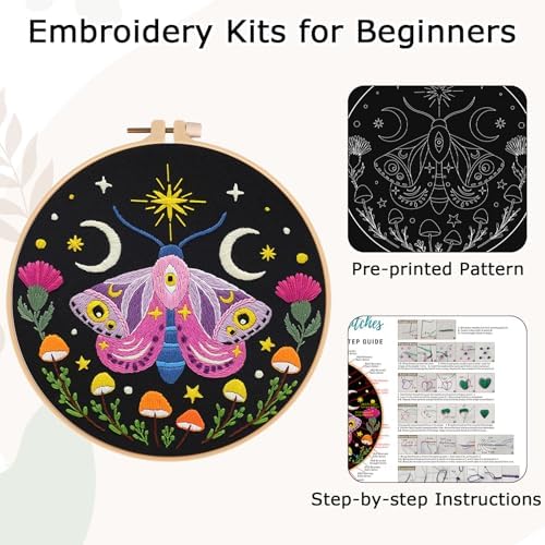Nuberlic Embroidery Kit for Beginners, Moth Cross Stitch Kit - Image 4
