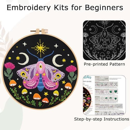Nuberlic Embroidery Kit for Beginners, Moth Cross Stitch Kit - Image 4