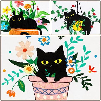 Nuberlic 3 Pack Embroidery Kit for Beginners with Cat Pattern - Image 5
