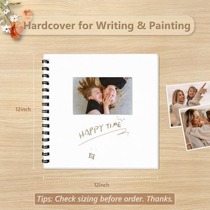 Popotop 12x12 Inch Scrapbook Photo Album, 60 Page Decorative Kraft Paper Book for 4x6 5x7 6x8 Pictures, DIY Memory Photo Albums as Gifts for Wedding Baby Christmas School Family - Image 2
