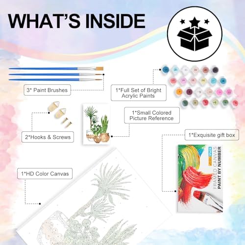 Yezavesu Framed Paint by Numbers Kit for Adults Beginner & Kids Ages 8-12, Easy Green Plant Paint by Numbers with Frame, DIY Number Painting for Adults Plants for Home Wall Decor Gift 8X 12 inch - Image 5